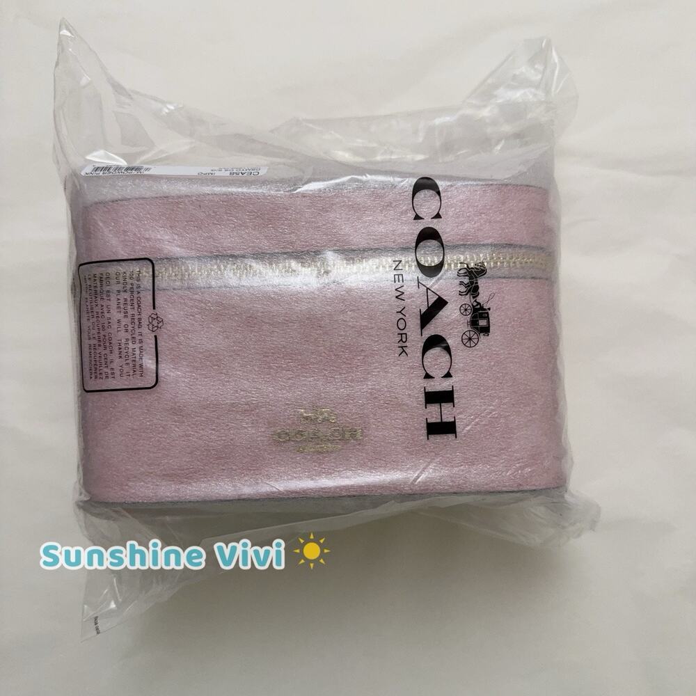 NWT Coach Cosmetic Case In Signature Canvas Powder Pink CEA56 - Picture 7 of 8